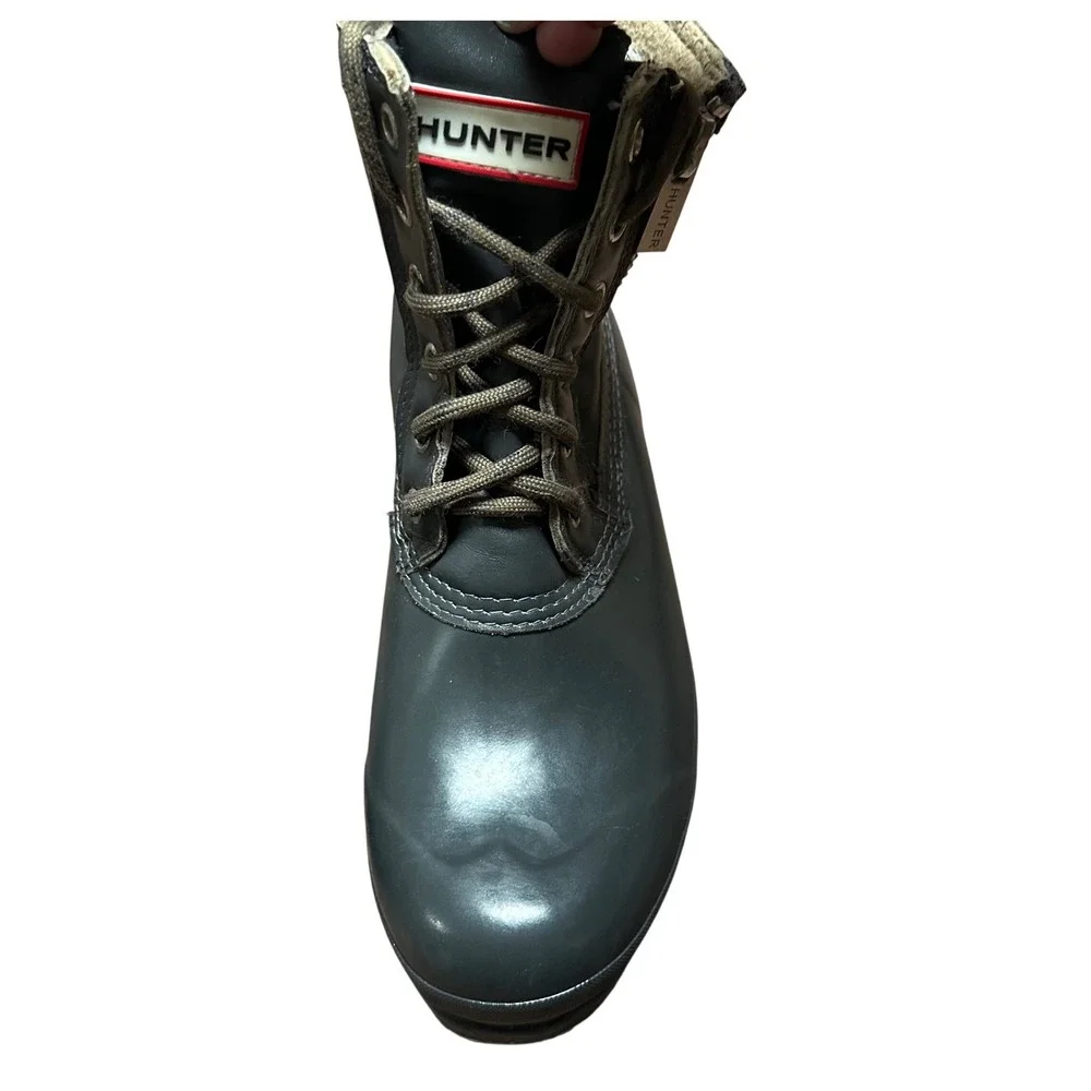 Hunter Corwin Gray Waterproof Rubber Leather Side Zip Rain Boots Size 9M 10F
